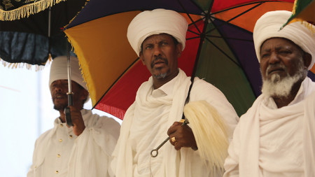 I Leader della Comunità etiope in Israele durante la cerimonia in ricordo delle vittime durante l'operazione Moses