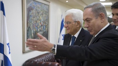 Il premier israeliano Beniamin Netanyahu e il presidente italiano Sergio Mattarella