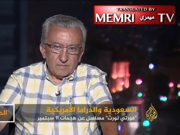 Lo scrittore libanese Sarkis Abu Zaid durante una trasmissione di Al Jazeera