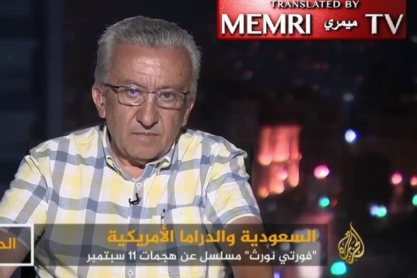 Lo scrittore libanese Sarkis Abu Zaid durante una trasmissione di Al Jazeera