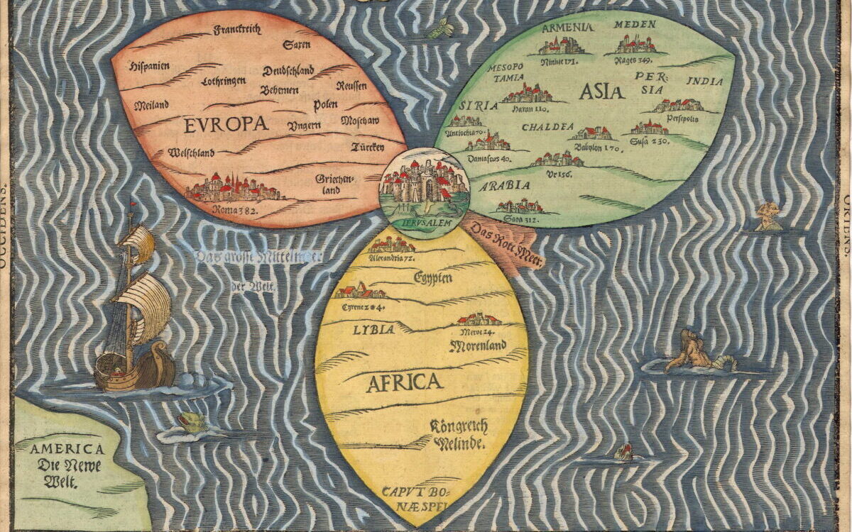 La mappa del mondo di Heinrich Bünting (1581)