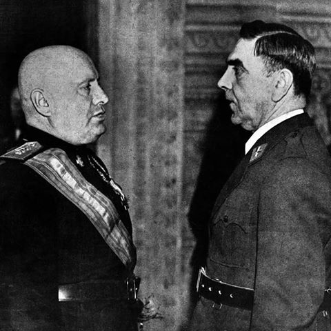 Da sinistra, Benito Mussolini con il fondatore in Croazia degli Ustascia Ante Pavelic