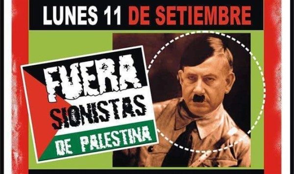 I manifesti a Buones Aires che ritraggono Netanyahu come Hitler