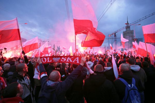 Manifestazione neofascista a Varsavia nel novembre 2017