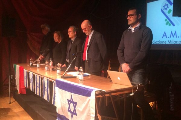 I relatori al secndo convegno dell'Associazione milanese Pro Israele (AMPI)