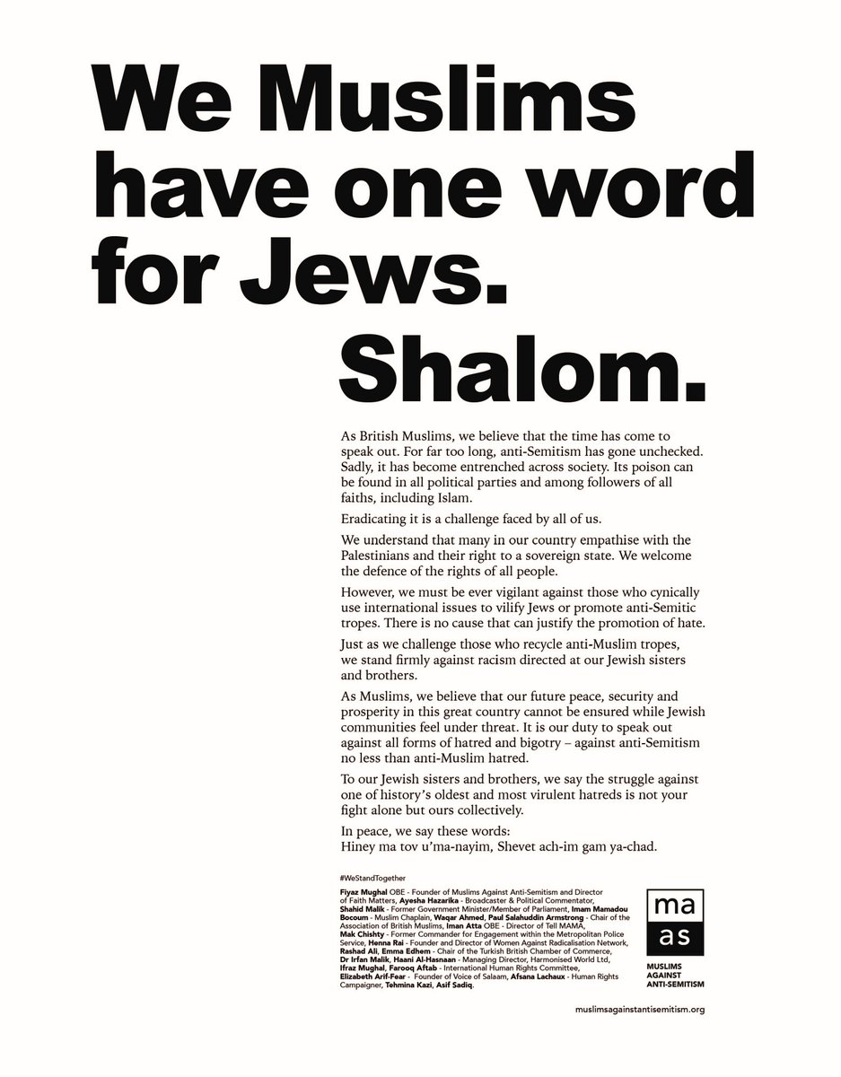 L'annuncio del gruppo musulmano contro l'antisemitismo sul Telegraph