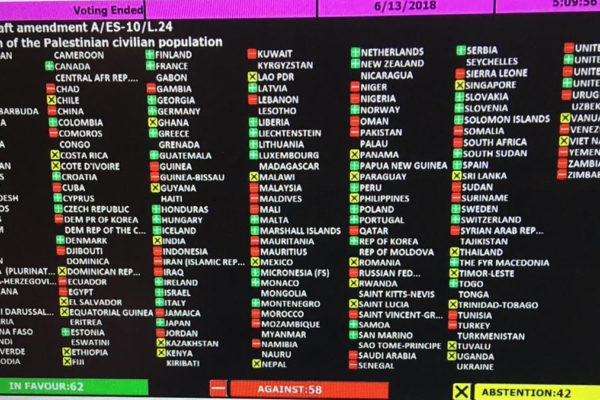 Il tabellone della votazione Onu