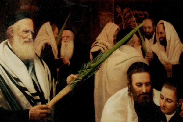 Rabbini con il lulav per Sukkot