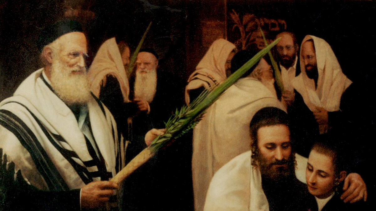 Rabbini con il lulav per Sukkot