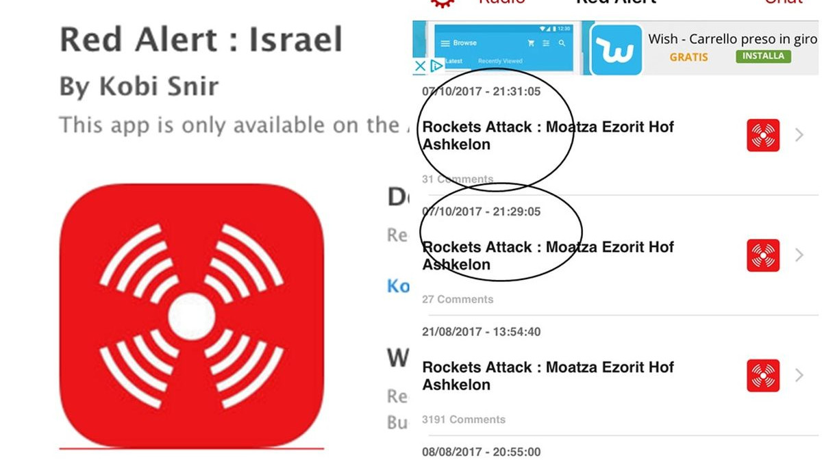 L'App Red Alert segnala il lancio di missili e mortai in tempo reale