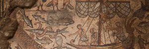Uno dei mosaici della sinagoga rinvenuta a Huqoq