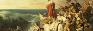 Dipinto degli ebrei che attraversano il Mar Rosso