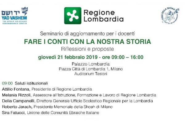 La locandina del seminario di aggiornamento per docenti sulla didattica della Shoah