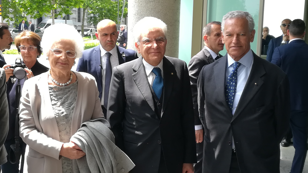 Da sinistra, Liliana Segre, Sergio Mattarella e Roberto Jarach