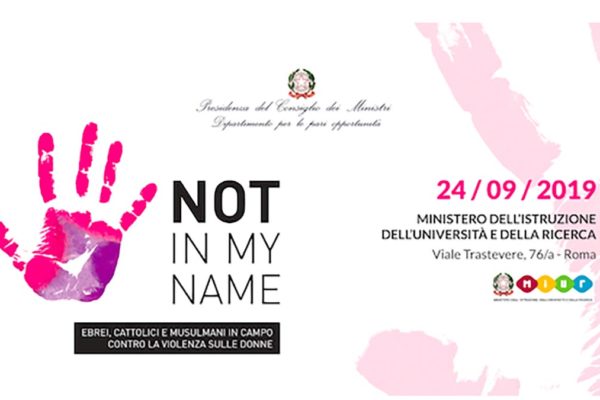 La locandina del progetto 'Not in my name' contro la violenza sulle donne