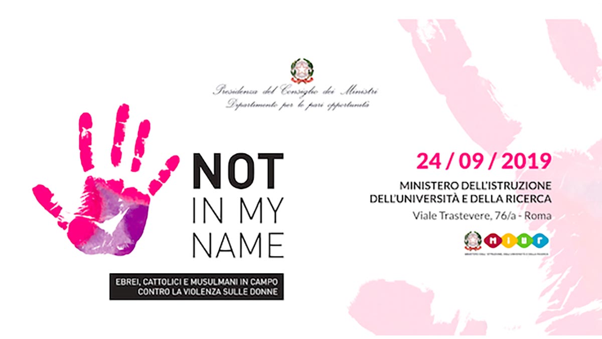 La locandina del progetto 'Not in my name' contro la violenza sulle donne