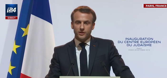 Emmanuel Macron all'inaugurazione del Centro europeo dell'ebraismo