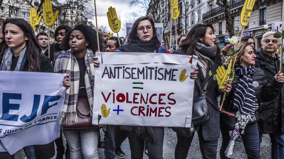 manifestazione contro l'antisemitismo in Francia