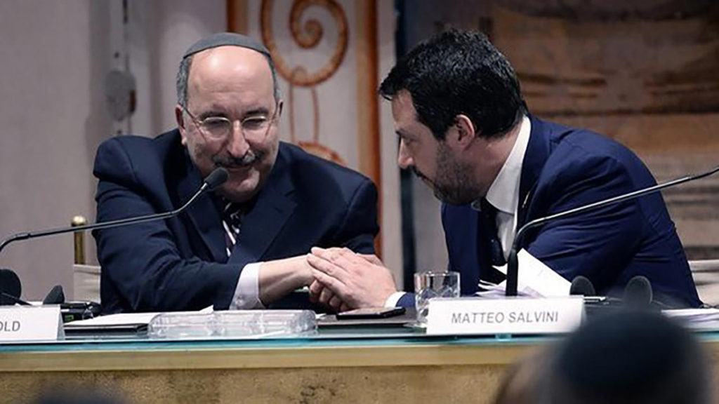 Matteo Salvini e Dore Gold al convegno sull'antisemitismo organizzato dalla Lega