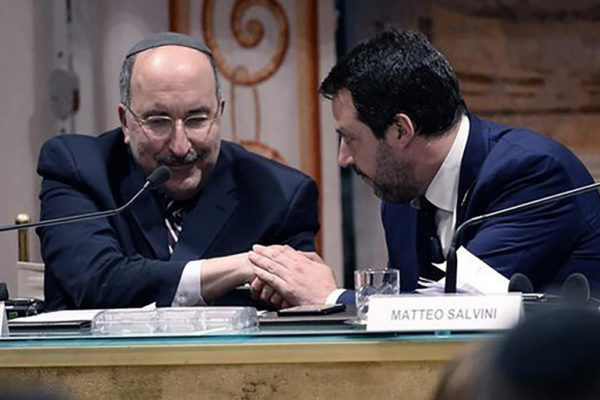 Matteo Salvini e Dore Gold al convegno sull'antisemitismo organizzato dalla Lega
