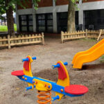 i lavori di rifacimento del giardino della scuola ebraica