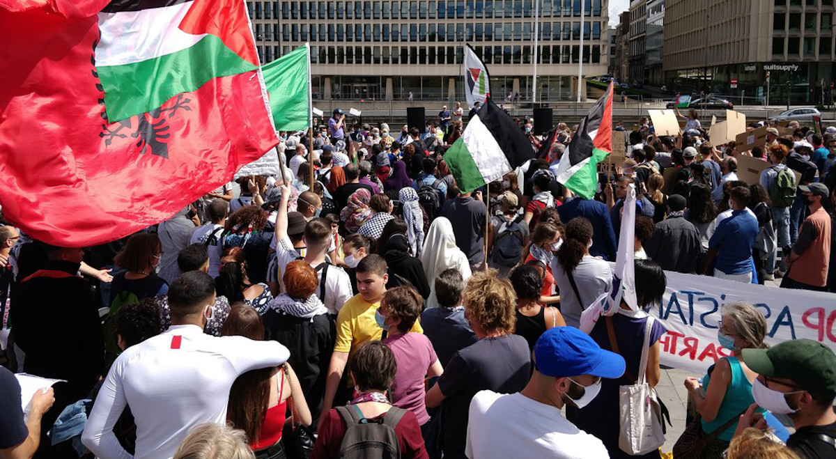 manifestazione pro-paletsinese a Bruxelles in cui sono stati gridati insulti antisemiti