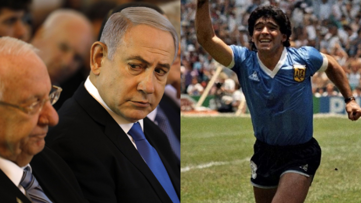 foto di Maradona, Netanyahu e Rivlin