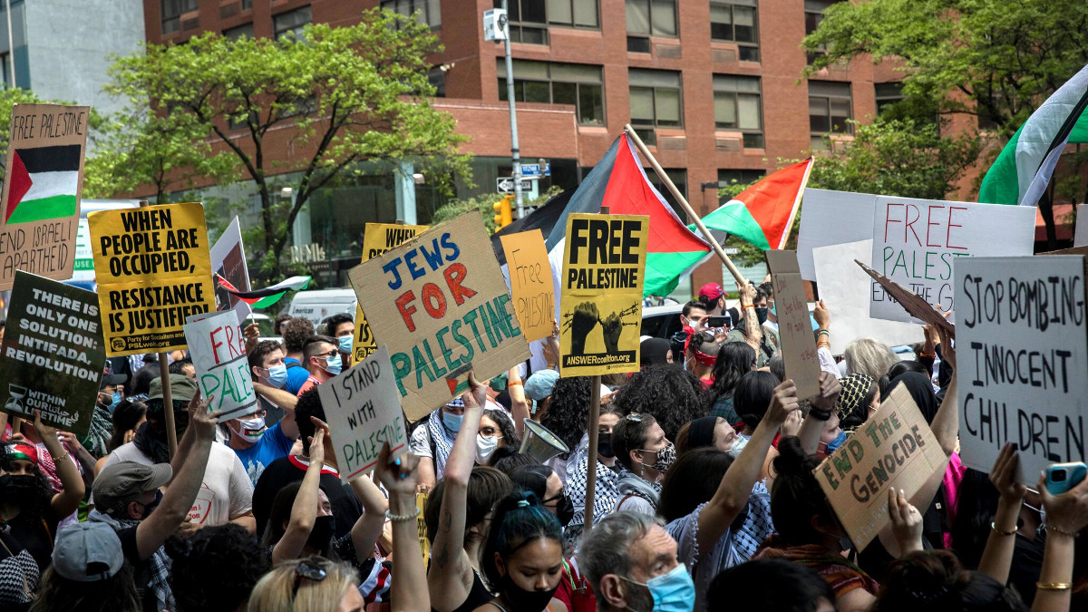 Ebrei americani a una manifestazione per la Palestina
