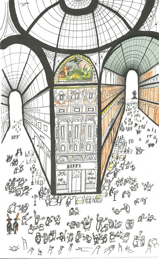 Una delle illustrazioni di Saul Steinberg dedicata a Milano