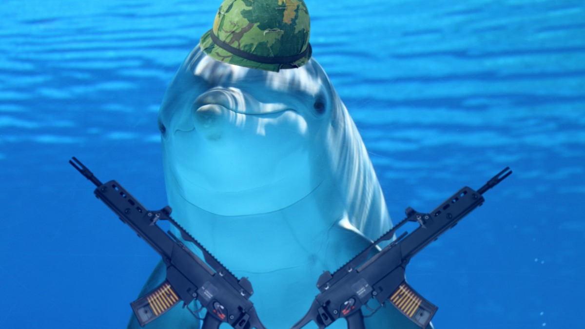 delfino con armi: l'ironia sul web