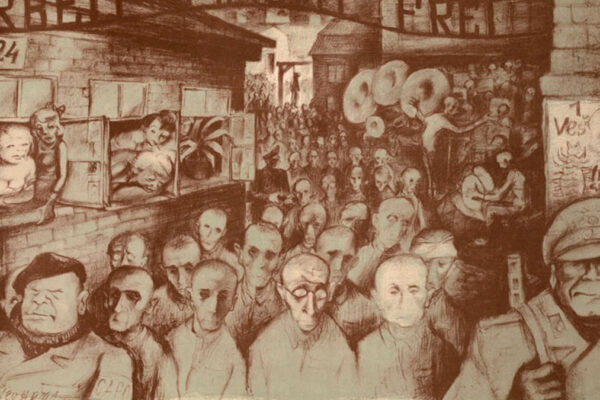 Uomini ad auschwitz. Litografia di leo Haus
