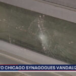 finestra vandalizzata di una sinagoga a Chicago