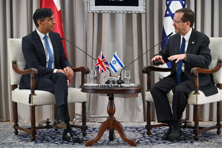 I premier britannico Rishi Sunak e il presidente israeliano Isaac Herzog (Kobi Gidon-GPO)