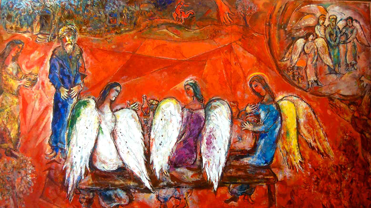 Abramo e i tre angeli di Marc Chagall
