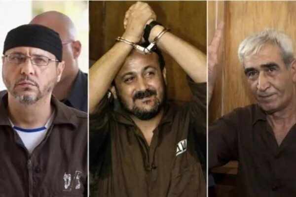 Da sinistra Abdullah Barghouti, Marwan Barghouti e Ahmed Saadat