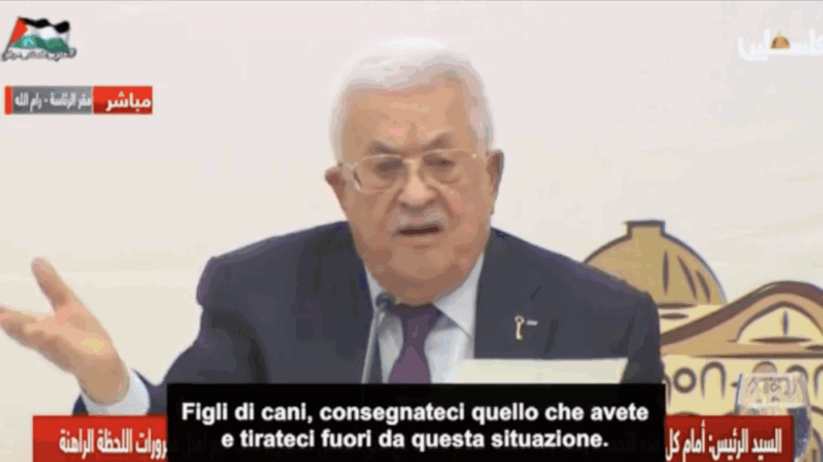 Abu Mazen durante la riunione dellOlp definisce cani i combattenti di hamas (screenshot)