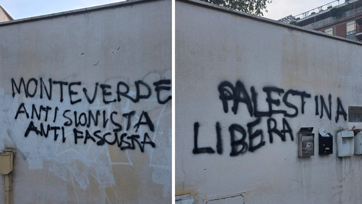 Scritte su sinagoga a Roma