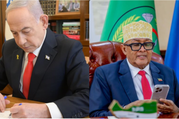 Da sinistra Beniamin Netanyahu e Abdirahman Mohamed Abdullahi.