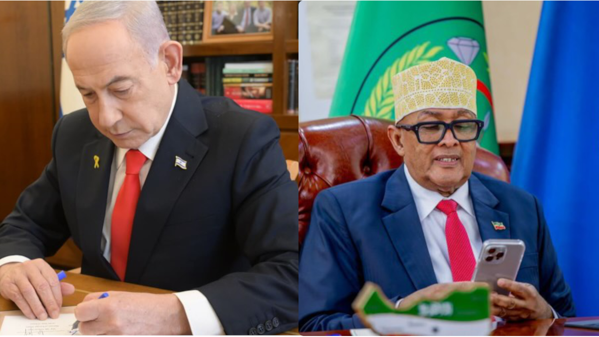 Da sinistra Beniamin Netanyahu e Abdirahman Mohamed Abdullahi.