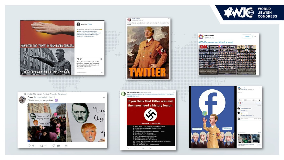 screenshot di contenuti antisemiti sui social