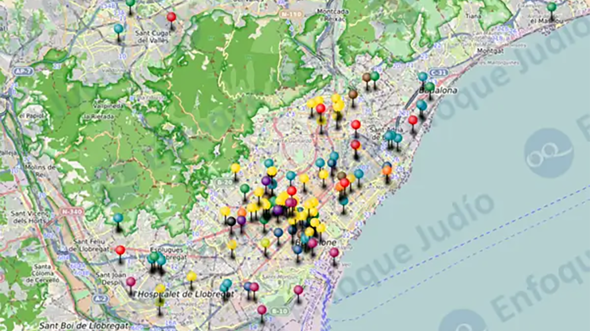 Mappa dei luoghi ebraici e/o connessi a Israele in Catalogna