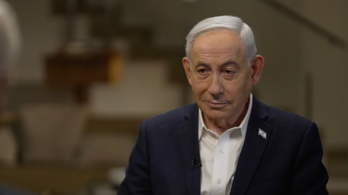 Beniamin Netanyahu durante l'intervista alla CBS