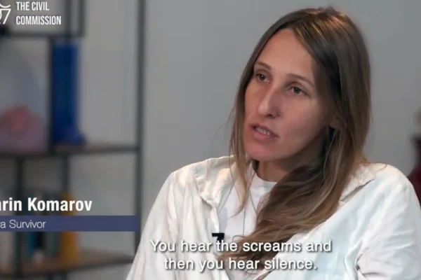 Una donna intervistata sulle violenze sessuali compiute il 7 ottobre 2023