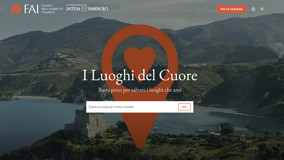 Homepage dei Luoghi del Cuore del FAI