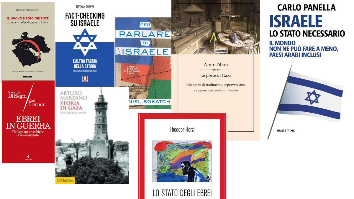 Collage di copertine di libri su Israele e medio oriente