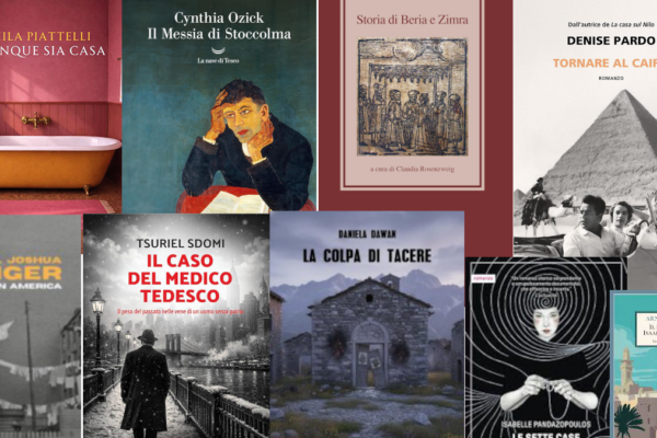 Collage di copertine di libri di narrativa