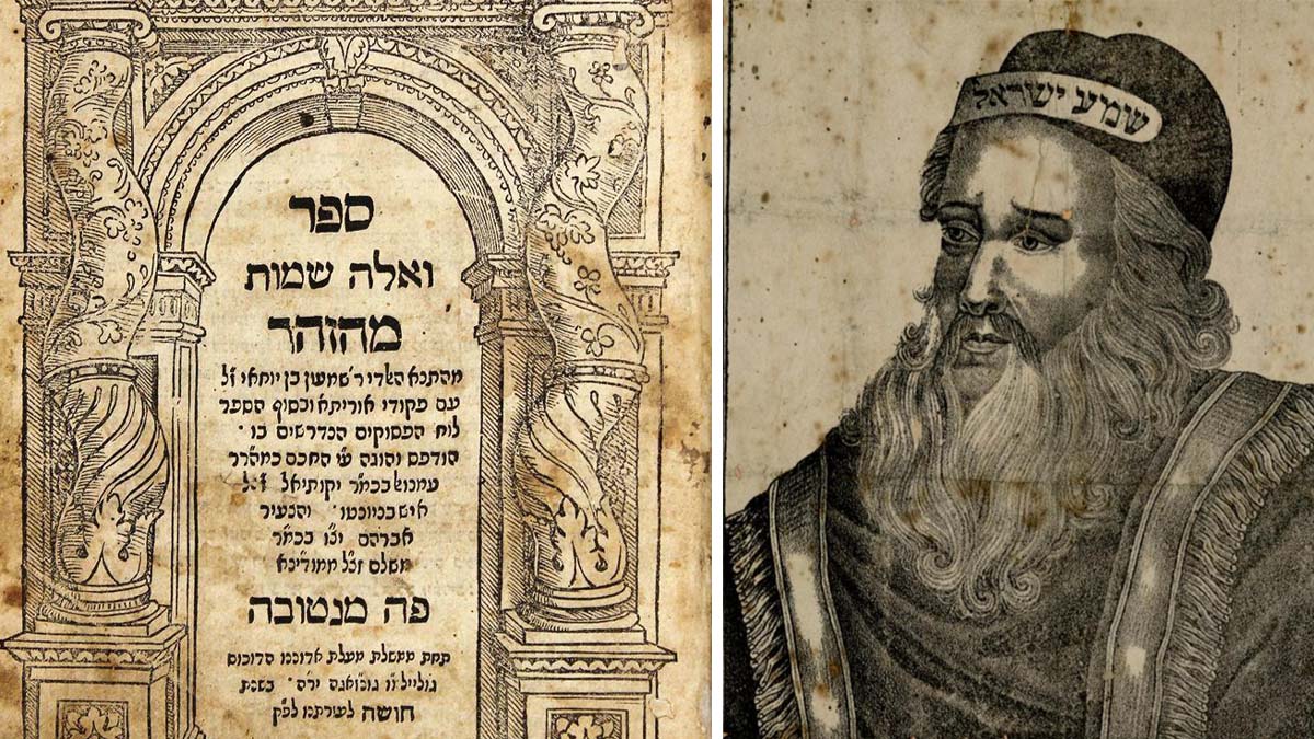 Una copertina dello Zohar e Shimon Bar Yochai